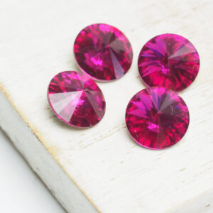 10 mm round glass cabochon Fuchsia x 4 pc(s)