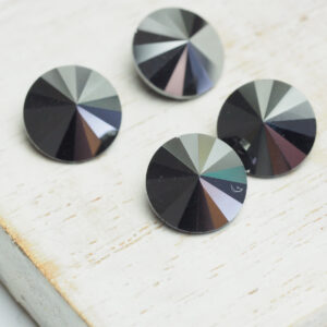 10 mm round glass cabochon Jet Hematite x 4 pc(s)