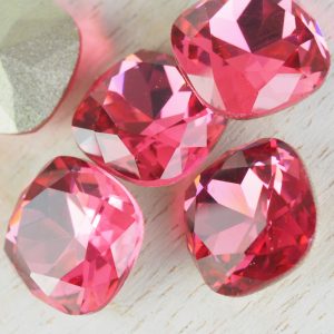 12 mm cushion cut glass cabochon Indian Pink x 1 pc(s)