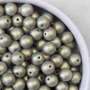 6 mm glass pearls Powdery Antique Gold x 40 pc(s)