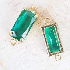 9x22 mm rectangle crystal connector Emerald Green x 1 pc(s)