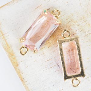 9x22 mm rectangle crystal connector Princess Pink x 1 pc(s)