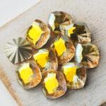 10 mm ripple square glass cabochon Light Topaz x 1 pc(s)