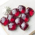 10 mm ripple square glass cabochon Siam x 1 pc(s)