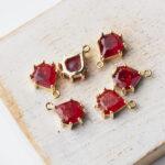 11x8 mm teardrop glass pendant drop in metal setting Icicle Deep Red x 1 pc(s)