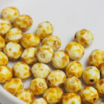 6 mm fire-polished beads T03000 Opaque White - Picasso x 40 pc(s)