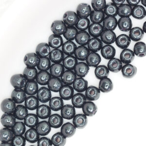 2 mm round glass pearls Jet x 100 pc(s)