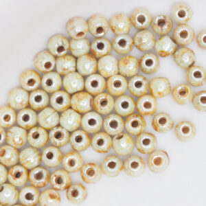 2 mm round glass pearls Opaque Luster - Picasso x 100 pc(s)