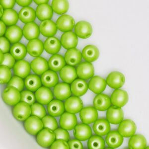 3 mm round glass pearls Powdery - Lime x 80 pc(s)