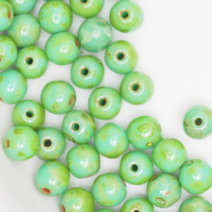 4 mm round glass pearls Turquoise - Picasso x 60 pc(s)