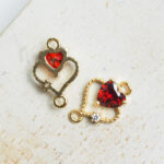 9 x 12 mm Double Heart Crystal Connector Red Siam x 2 pc(s)