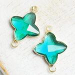 15x20 mm star crystal connector Emerald Green x 2 pc(s)