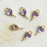 5 x 9 mm Tiny Heart Crystal Connector Light Purple x 4 pc(s)
