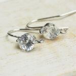 6x25 mm silver Earring Hook with Rhinestones x 2 pc(s)