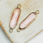 7x21 mm elongated crystal connector Transparent Rose x 2 pc(s)