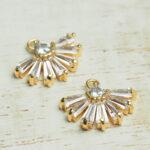 10x13 mm gold Charm Crystal Fan x 2 pc(s)