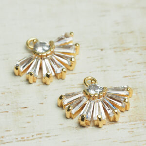 10x13 mm gold Charm Crystal Fan x 2 pc(s)