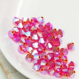 4 mm Preciosa bicone beads Light Siam AB 2x x 50 pc(s)