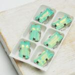 5x10 mm baguette glass cabochon Pacific Opal with Silver Claw x 6 pc(s)