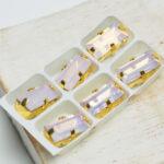 5x10 mm baguette glass cabochon Rose Opal with Gold Claw x 6 pc(s)