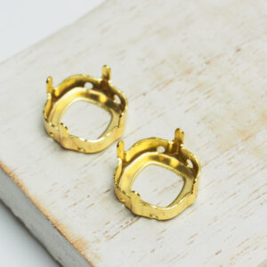12 mm gold cushion cut claw for cabochon x 2 pc(s)