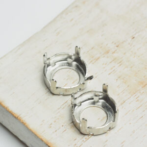 12 mm silver round claw for cabochon x 2 pc(s)