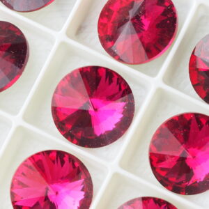 Rhinestones, Flatback, Round, 14mm, 72-pc, Ruby Red