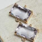 16x17 mm rectangle crystal connector Violet  x 2 pc(s)
