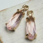 5x14 mm drop in metal setting Princess Pink  x 4 pc(s)