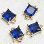 7x11 mm square crystal connector Royal Blue  x 4 pc(s)