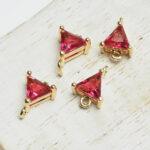 8x11 mm triangle crystal connector Indian Pink  x 4 pc(s)