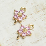 8x12 mm flower crystal connector Light Pink  x 4 pc(s)