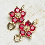 8x12 mm flower crystal connector Siam Red  x 4 pc(s)