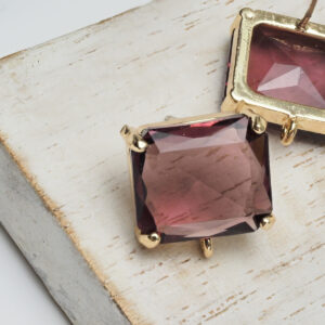 14x15 mm earstud Rectangle Burgundy  x 2 pc(s)