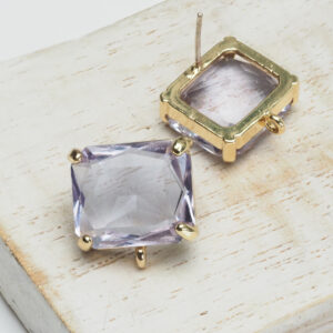 14x15 mm earstud Rectangle Violet  x 2 pc(s)