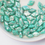 5x8  mm GemDuo Silver Splash Opaque Turquoise x 10 g