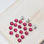 4 mm / ss16 Preciosa sew-on rhinestone Ruby in silver setting x 20 pc(s)