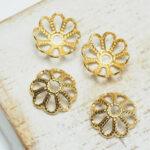 6 mm gold bead cap Flower  x 4 pc(s)