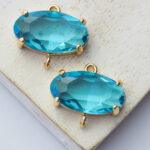 15x18 mm oval crystal connector Dark Aquamarine 2 pc(s)