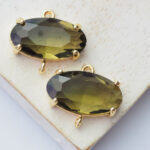 15x18 mm oval crystal connector Olivine 2 pc(s)