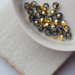 4 mm Preciosa faceted round beads Crystal Aurum Half x 25 pc(s)