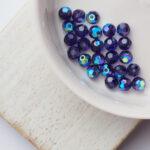 4 mm Preciosa faceted round beads Deep Tanzanite AB x 25 pc(s)