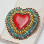 CRYSTAL HEART 2in1 pendant/brooch jewelry making kit - Rouge