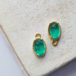5x10 mm oval charm  Green x 2 pc(s)