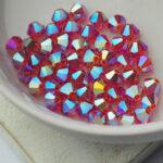 4 mm Preciosa bicone beads Indian Pink AB 2X x 50 pc(s)