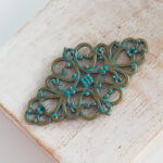 25x42 mm Verdigris Patina filigree Diamond Garden x 2 pc(s)