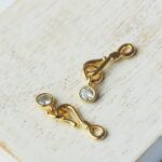 5x20 mm Cute Cubic Zirconia Gold-colored Hook clasp x 1 pc(s)