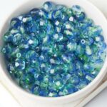 6 mm Fire-polished round beads 48006CR Blueberry/Green Tea x 40 pc(s)