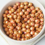 6 mm Fire-polished round beads AK02010 Luster - Opaque Rose/Gold Topaz x 40 pc(s)