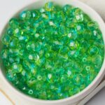 6 mm Fire-polished round beads K3819 Green-Yellow x 40 pc(s)